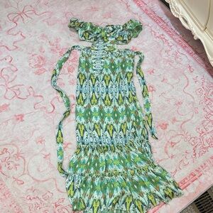 SHEIN Green and Blue Maxi Dress